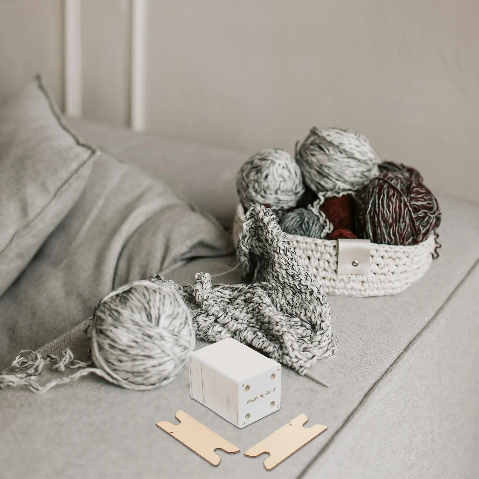 

Набор для ткачества: ткацкий станок для карточек, маленькие деревянные карточки, аксессуары для рукоделия и шитья