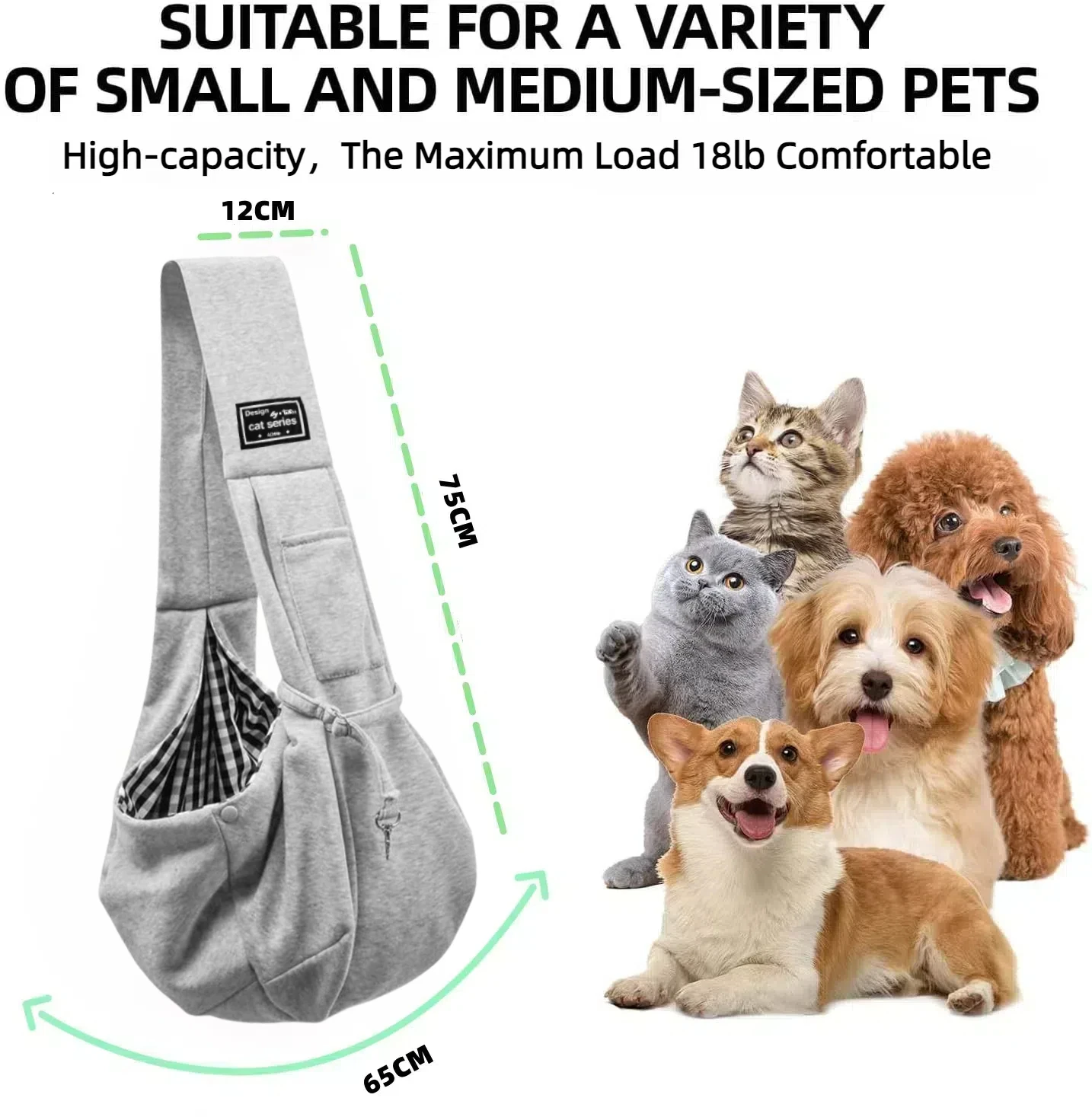 Bolsa de ombro Crossbody algodão confortável para animais de estimação, viagens ao ar livre, estilinete portátil de gato e cachorro