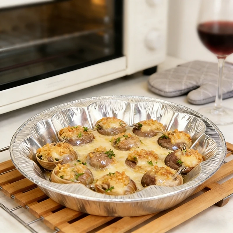 

125pcs Aluminum Foil Baking Pans 400ml Disposable Air Fryer Oven Trays Non-Stick BBQ Roasting Pans for Meatballs Snails Seafood
