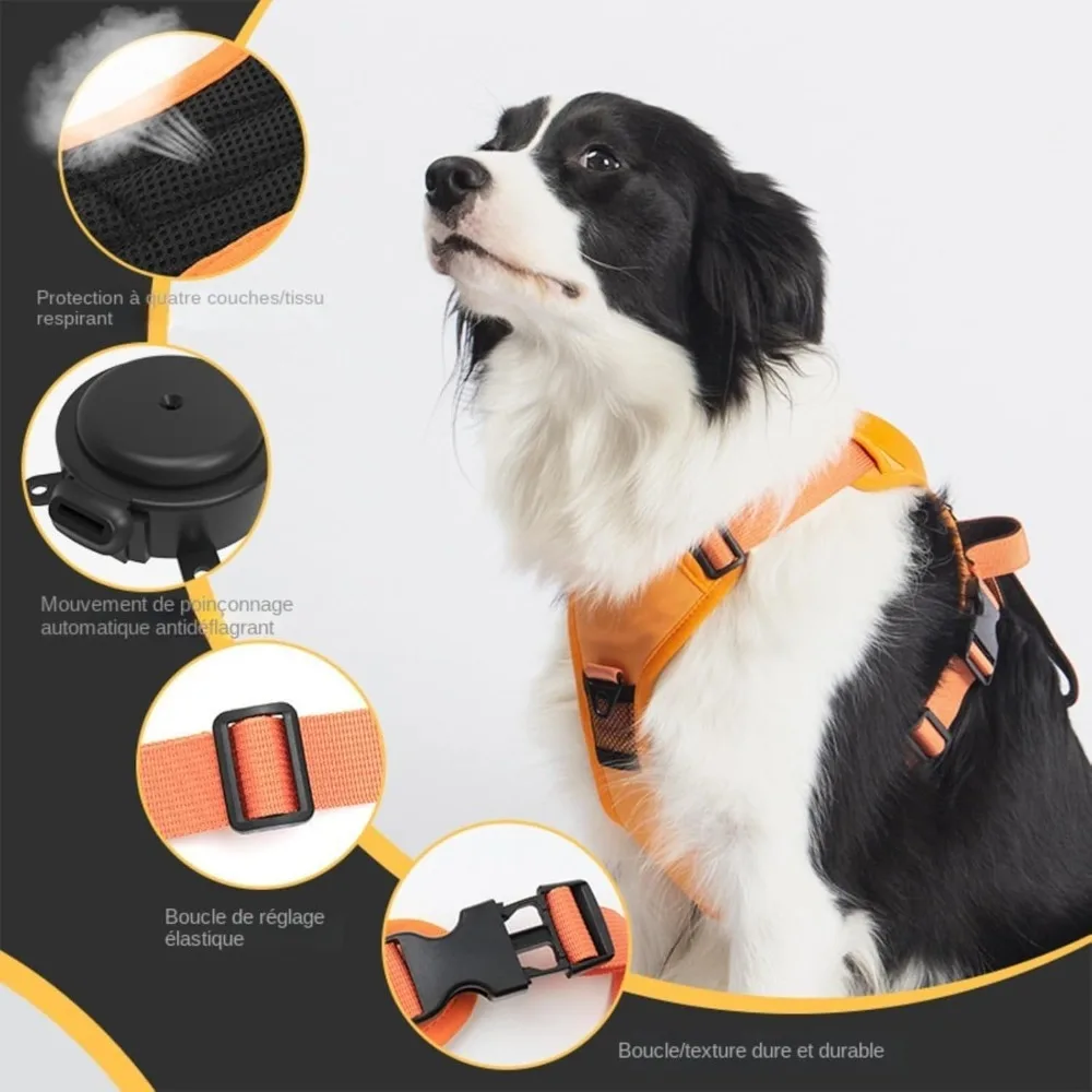 Dog Traction Safety Belt with Integrated Retractable Belt, Comfortable and Breathable,sturdy Front Clip Safety Belt