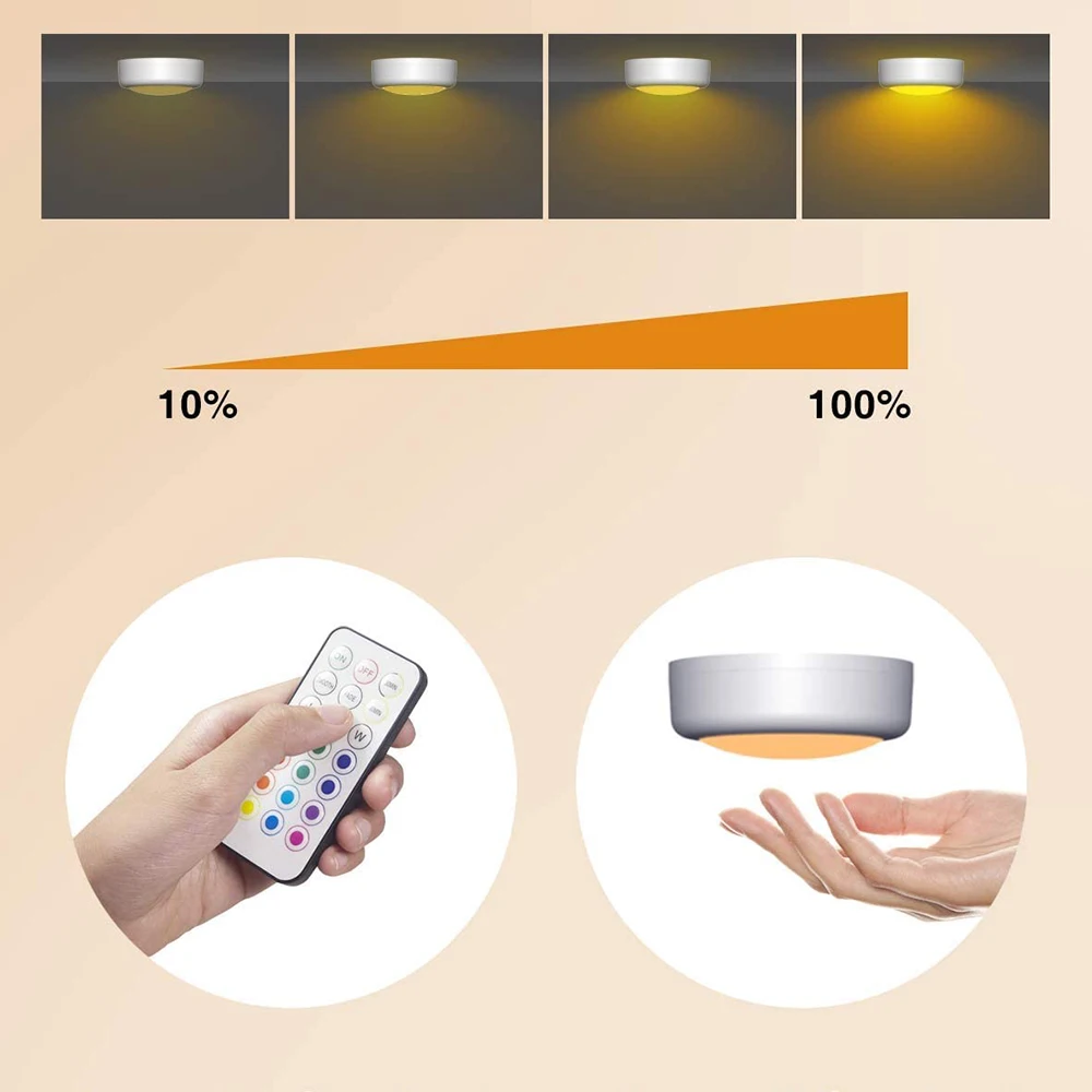 COB Cabinet Light LED Wireless Remote Control  RGB Wardrobe Night Lamp Home Bedroom Kitchen Battery Powered Bedside Lights