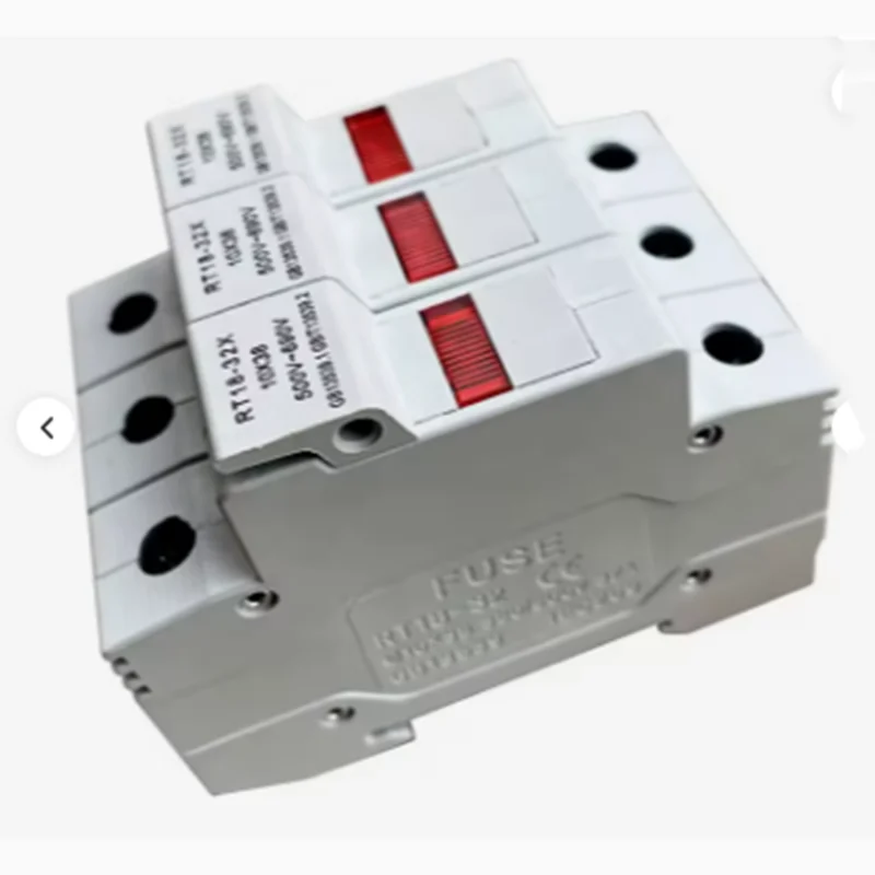 RT18-32X 3P 10x38mm DIN Rail Fuse Holder Base with Lamp for Electrical Circuit Protection