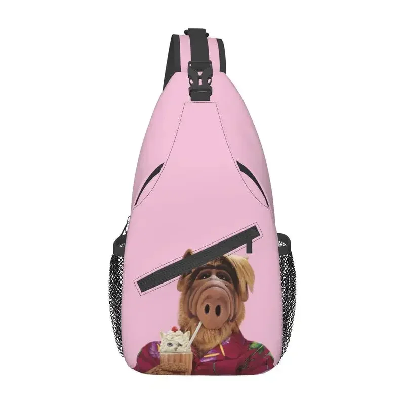 

Funny Alf Meme Sling Bags for Men Cool Alien Life Form Sci Fi Tv Show Shoulder Chest Crossbody Backpack Traveling Daypack