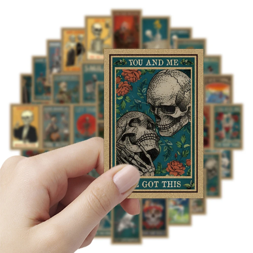 10/30/50 Stück Horror Gothic Totenkopf Skelett Graffiti Aufkleber Tarot Thriller Karten-Sticker DIY Journal Tagebuch Kühlschrank Ästhetische Aufkleber