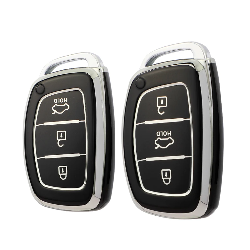 3 4 Bottons Silver Tpu Car Key Case Cover per Hyundai Ix35 I40 I20 Tucson Elantra Creta Sonata Ioniq Accent Creata accessori