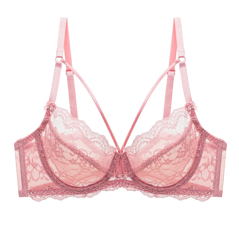 Classic Bandage Lingerie Push Up Bra Set Lace Underwear Sexy Transparent Brassiere Women Ultra-Thin Bra Large size ABCDE Cup