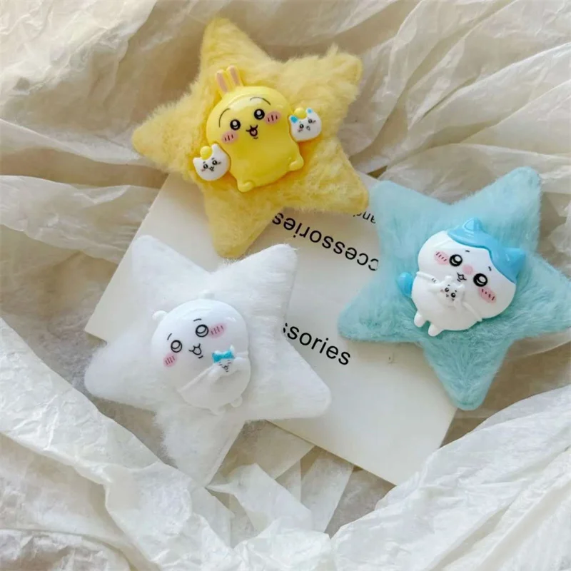 Chiikawa Hachiware Usagi Five-Pointed Star Plush Hair Clip hair Kawaii Barrettes Cute Cartoon Headwear Hair Accessories Gift