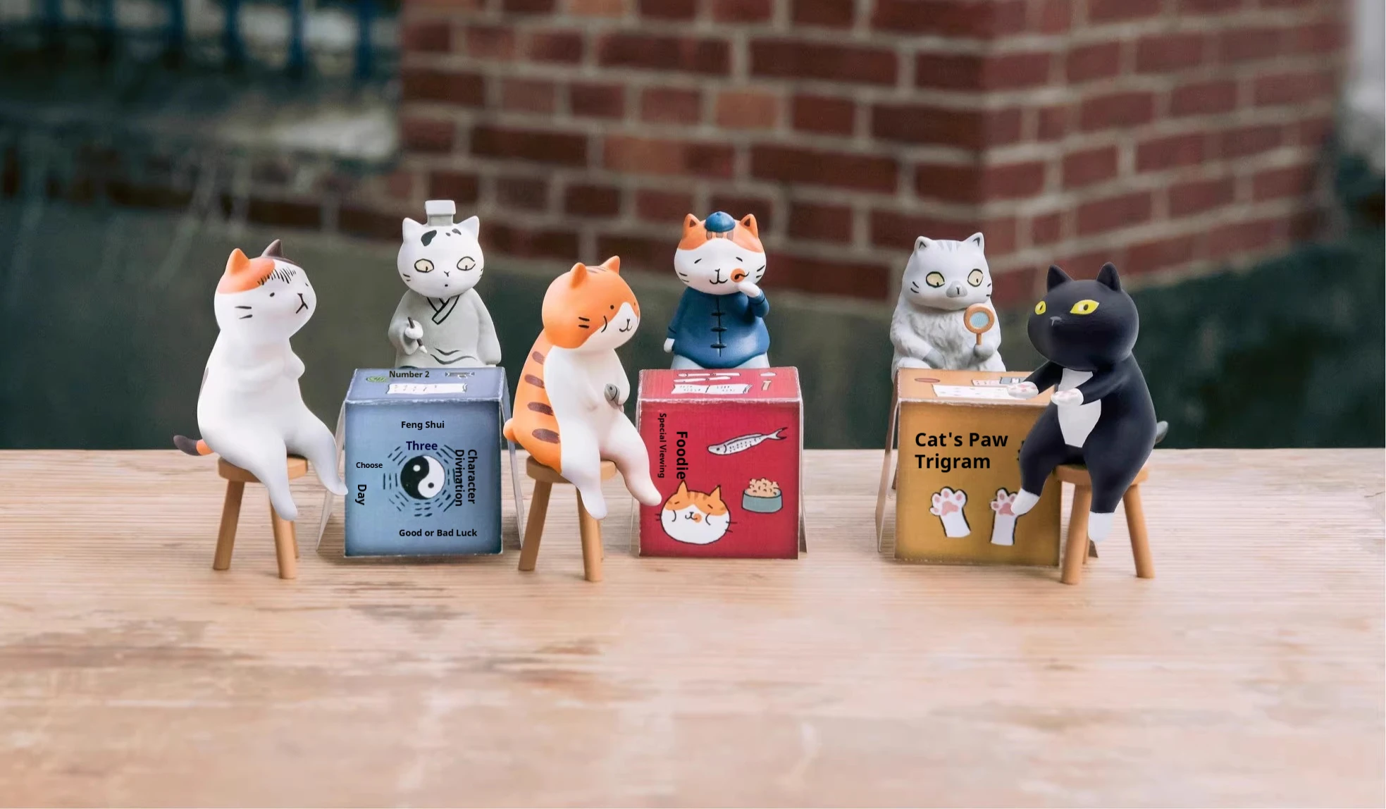 

Anime Figure Fortune Telling Cat Blind Box Cute Cat Action Figure With Stool Kawaii Desk Decor Collectible Toy Surprise Gift