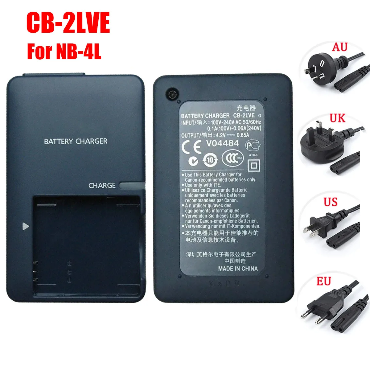 CB-2LVE CB-2LV Charger For Canon NB-4L Battery SD1000 IXUS 70 SD1100 SD750 SD630 SD600 SD450 SD430 SD400 SD40 SD30