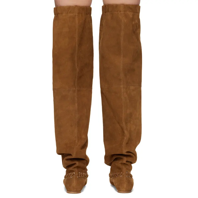 2025 النساء ريترو أنبوب أحذية مدببة 3 سنتيمتر الارتفاع زيادة كعب منخفض موضة أحذية الشتاء الفخذ أحذية عالية أسود حجم 35-43