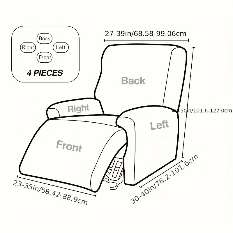 4 Pcs/Set Elastic Recliner Sofa Cover Living Room Reclining Chair Furniture Protector Slipcover for Relaxing