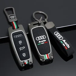 Zinc Alloy+Silicone Car Remote Key Case Cover Shell Bag For Audi A3 A6 A7 A8 E-tron Q7 Q8 C8 D5 2021 2022 Keychain Accessories
