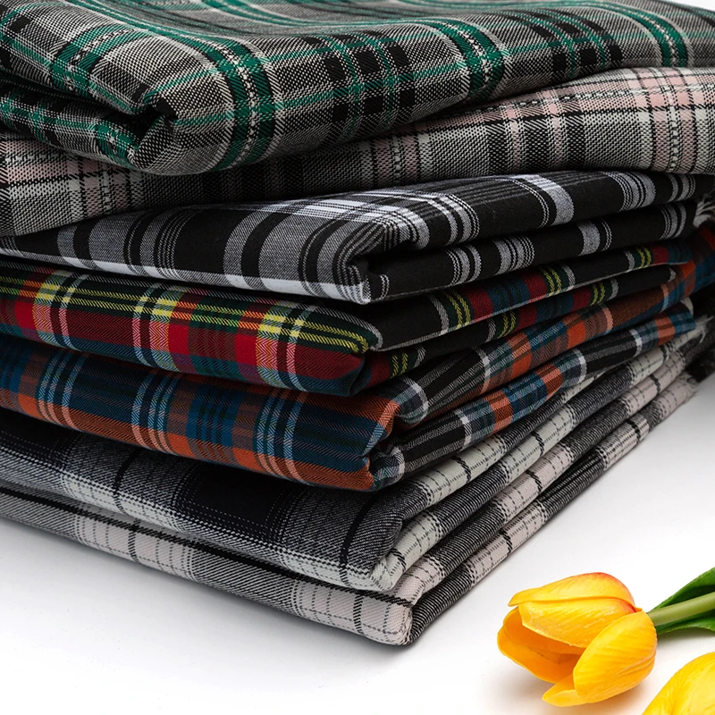 Plaid Fabric By The Meter for Clothing Dresses JK Skirts Shirts Sewing Winter Pleated British Style Polyester Cotton Twill Cloth