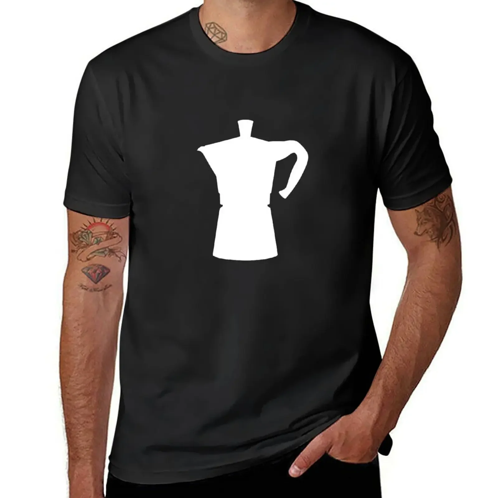 

White Moka Pot T-Shirt custom shirt oversized graphic tee plus size tops sublime Men's t-shirts