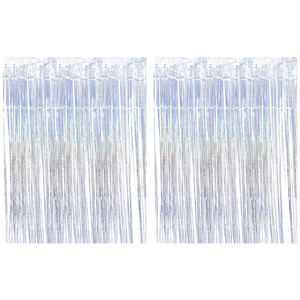 

2 Pcs Birthday Party Decorations Curtains Tinsel Backdrop Bunting The Pet Fringed Photo for