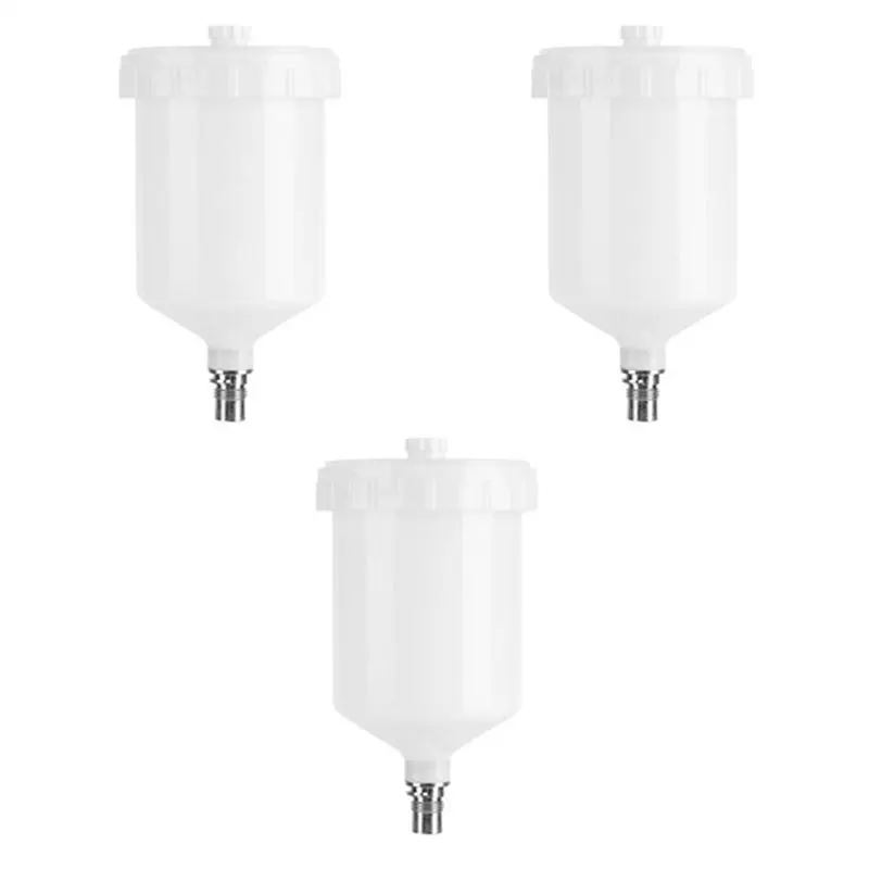 AT92-3 Pcs 600Ml Plastic Hvlp Paint Cup Pot For Sata Sprayer Cup Connector Jet Paint Sprayer Durable Easy Install