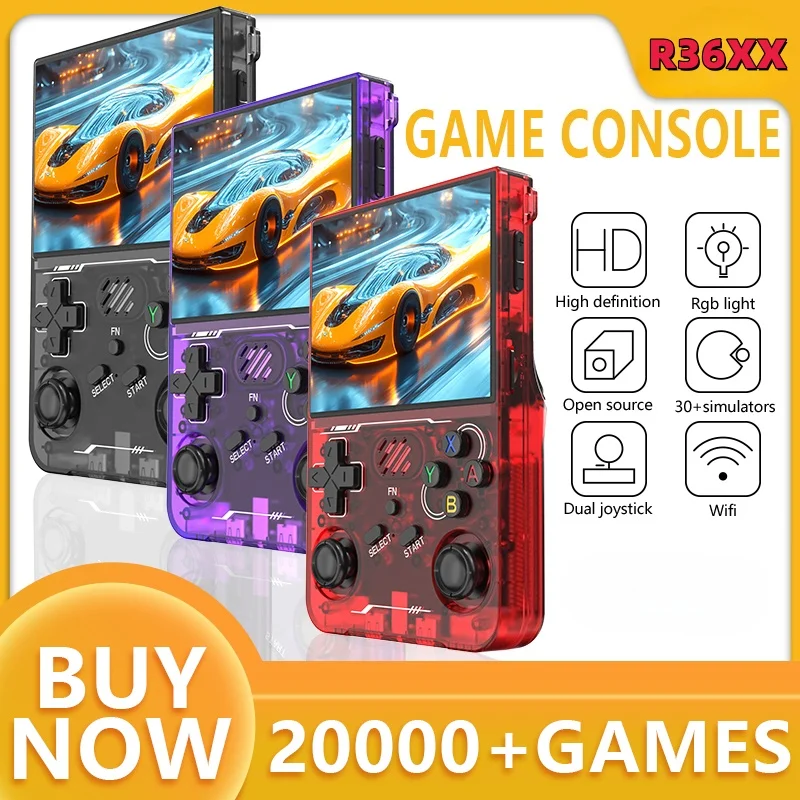 

Ретро-игровая консоль R36XX с Wi-Fi, 3,5-дюймовым IPS-экраном, 64 ГБ/128 ГБ памяти, системой Linux, игровой плеер R36S для мальчиков.