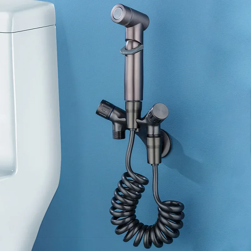 

High Pressure Handheld Bidet Sprayer Set V-shape Toilet Shower Bathroom Shattaf Sprayer Jet Cold Water Double Outlet Angle Valve