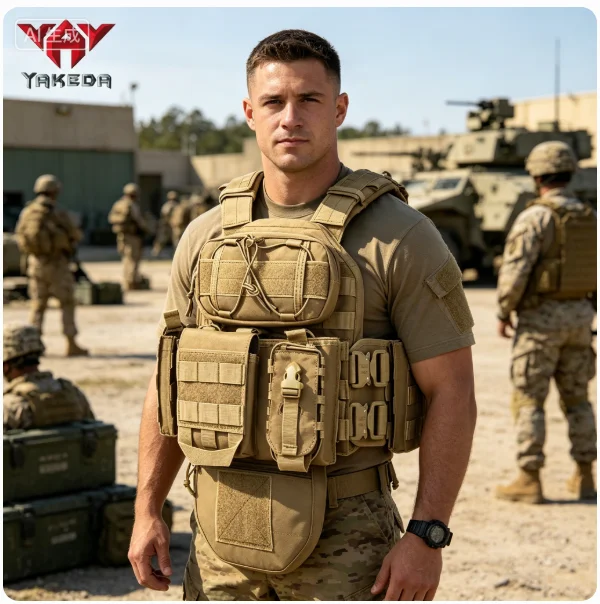 

YAKEDA Multicam Tactical Plate Carrier Vest, Quick Release MOLLE Combat Vest With Pouches For Airsoft CS Hunting