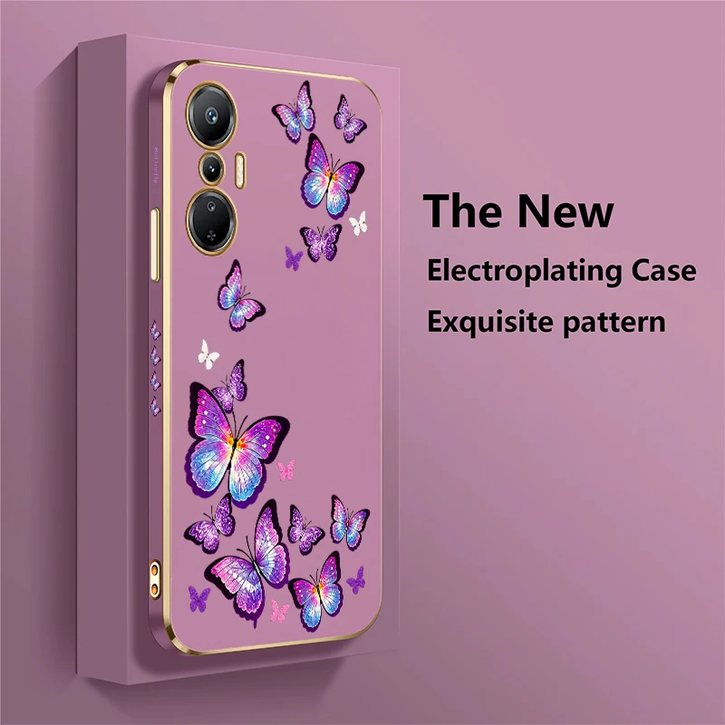 Elegant Floral Butterfly Case For Infinix Hot 12 11s 10 9 8 Pro 12i 10 Play Plating Silicone Soft Drop Resistant Back Cover Etui - view 3