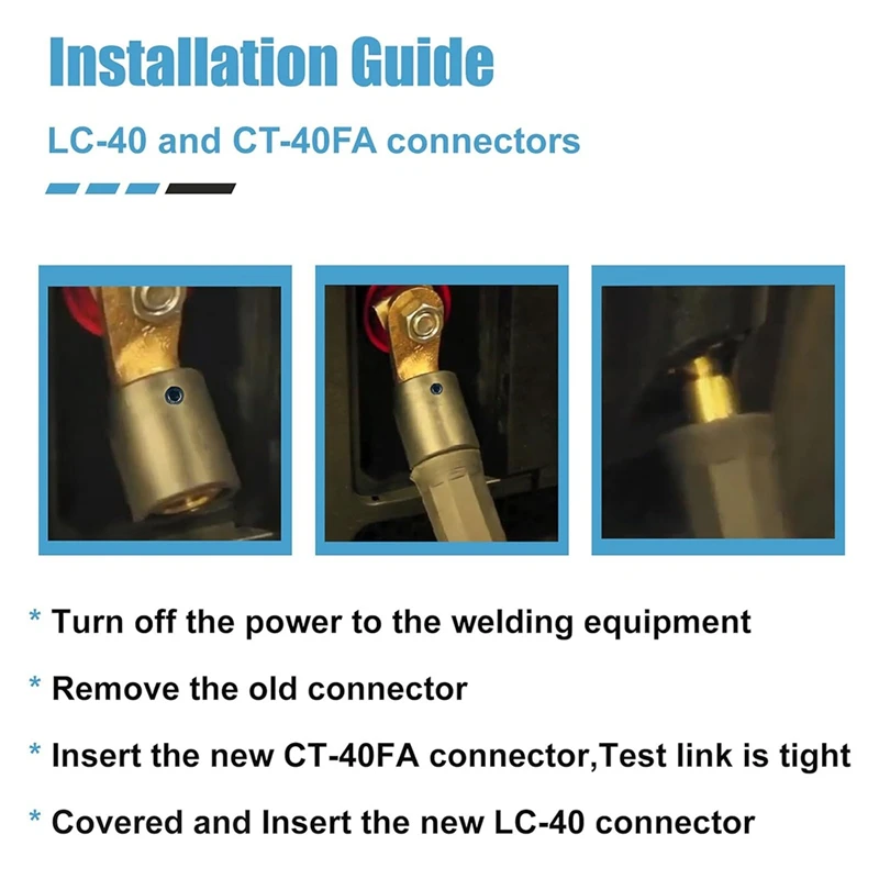 VEHO-2PCS CT-40FA Welding Terminals & 2PCS LC-40 Welding Cable Connectors,For Welding Machine, 1/0 And 2/0