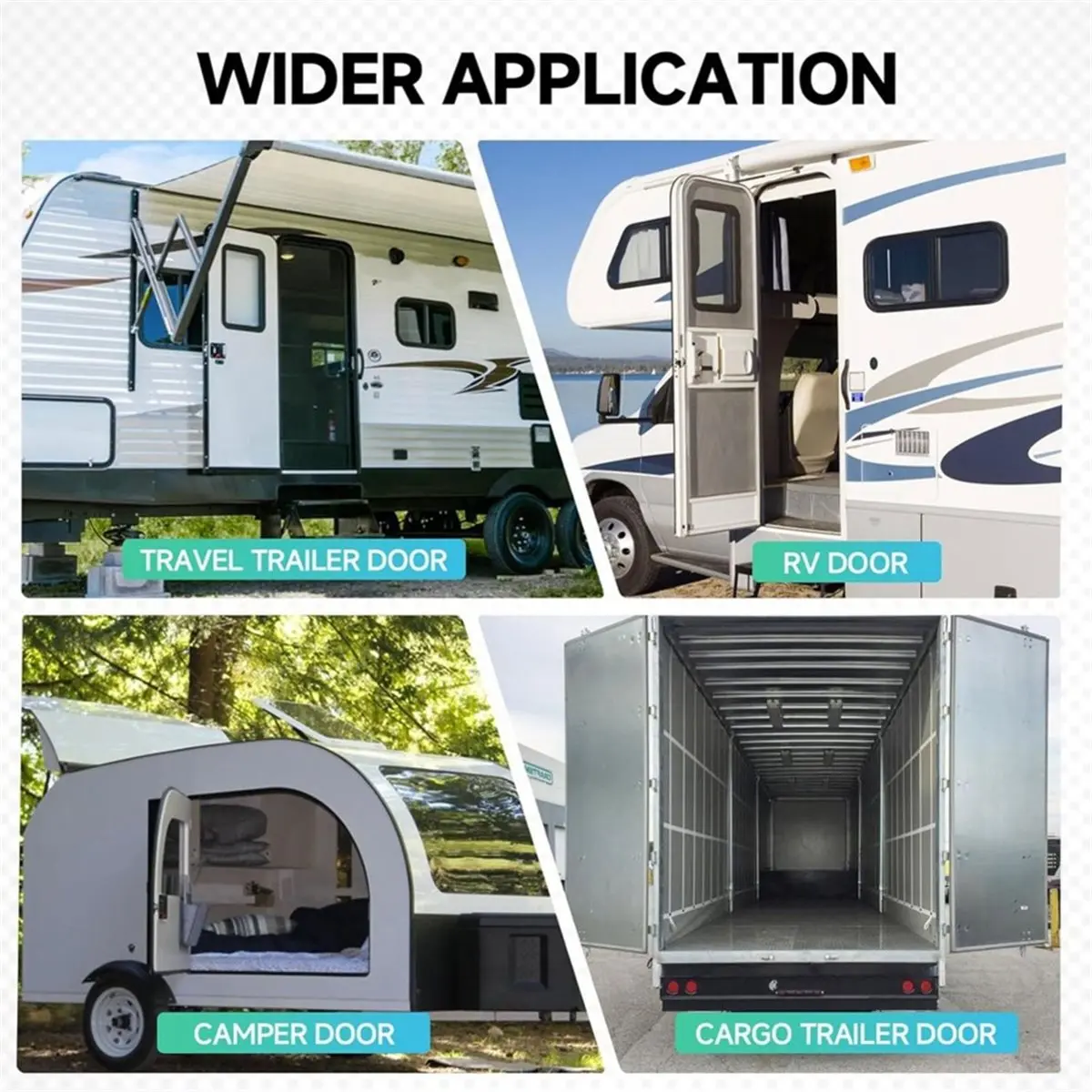 2 Pcs RV Door Holder with Silent Snap, Upgrade Noiseless Black Metal Door Holder Trailer Door , Catch