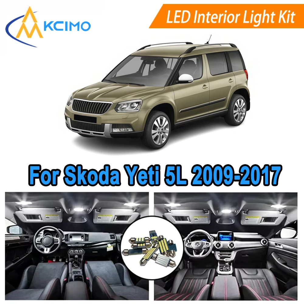 

6000K Cool LED Bulbs Kit For Skoda Yeti 5L (2009-2017) LED Interior Dome Map Door Light Set Replacement Easy Plug & Play