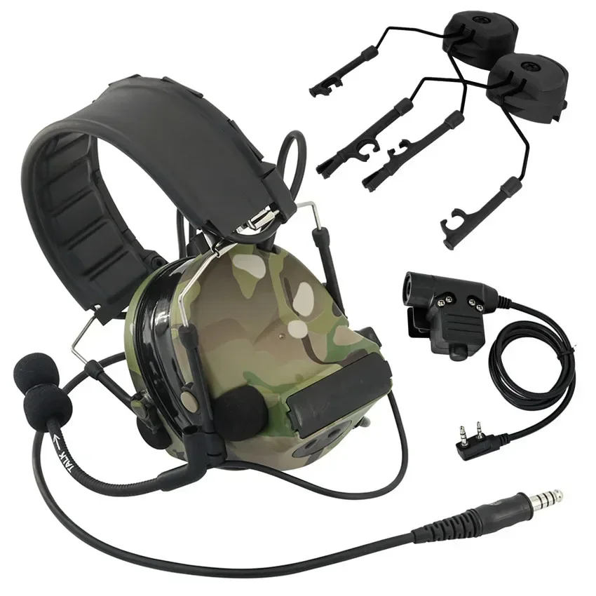 Auriculares tácticos COMTAC II, diadema desmontable, protección auditiva, orejeras electrónicas, walkie-talkie, auriculares de tiro Airsoft