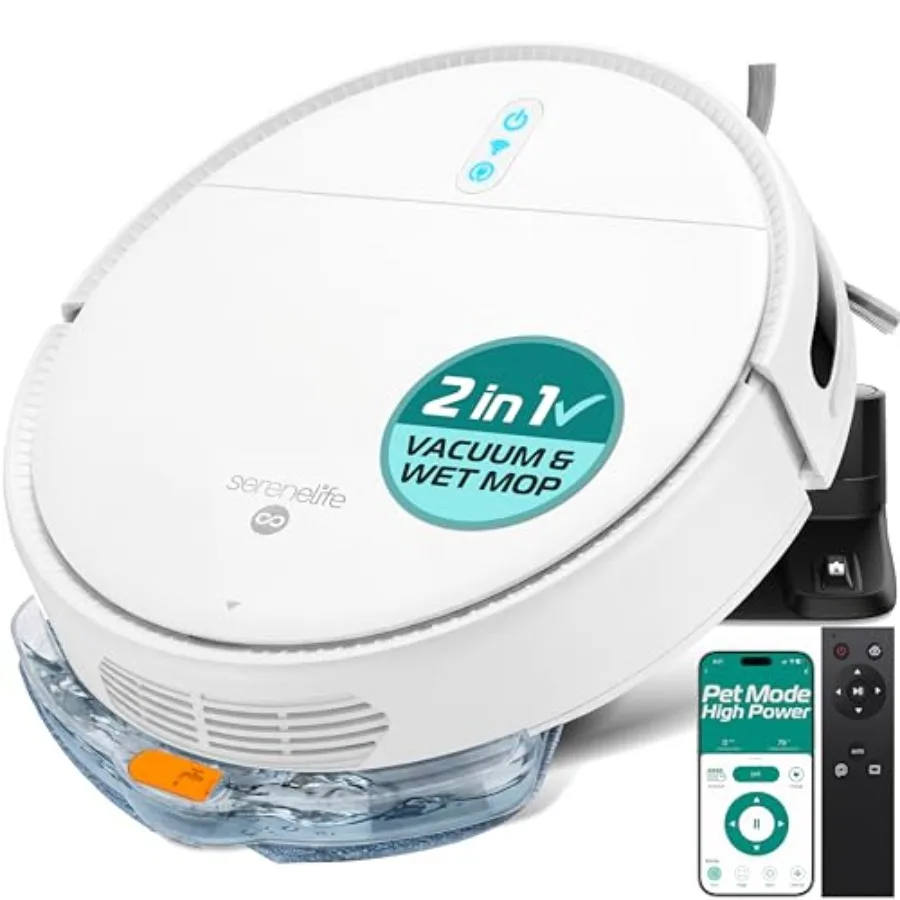 Automatic Robot Vacuum Cleaner and Mop Combo App Control 3 Cleaning Modes Smart Anti-Fall Sensors Self-Charging High Suction Id