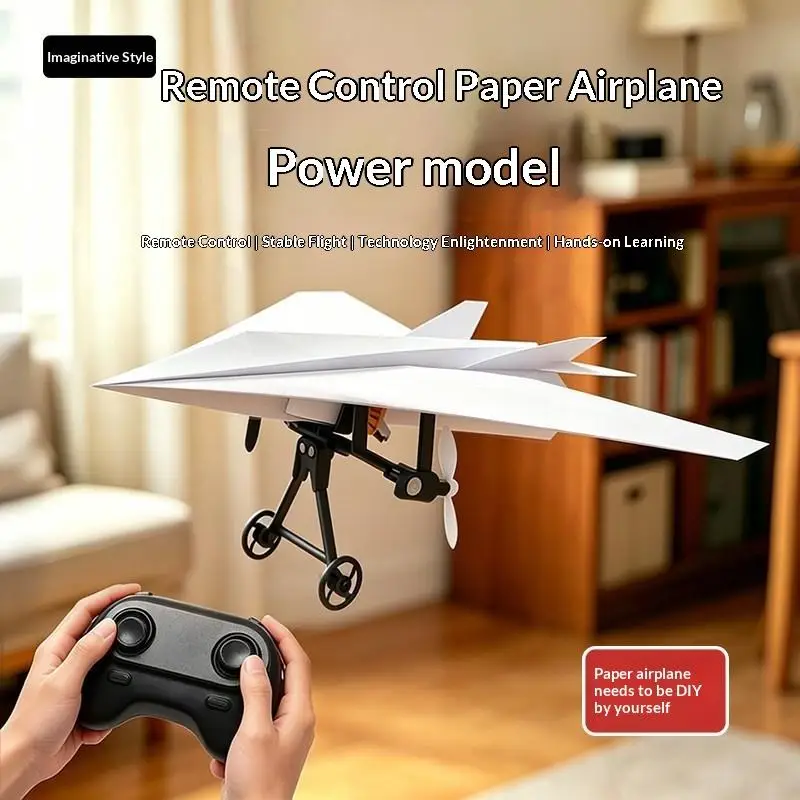 Remote Control Paper Airplane Kit With Gyro Stabilizer DIY Electric RC Plane Power Module Paper Aircraft Transmitter Component