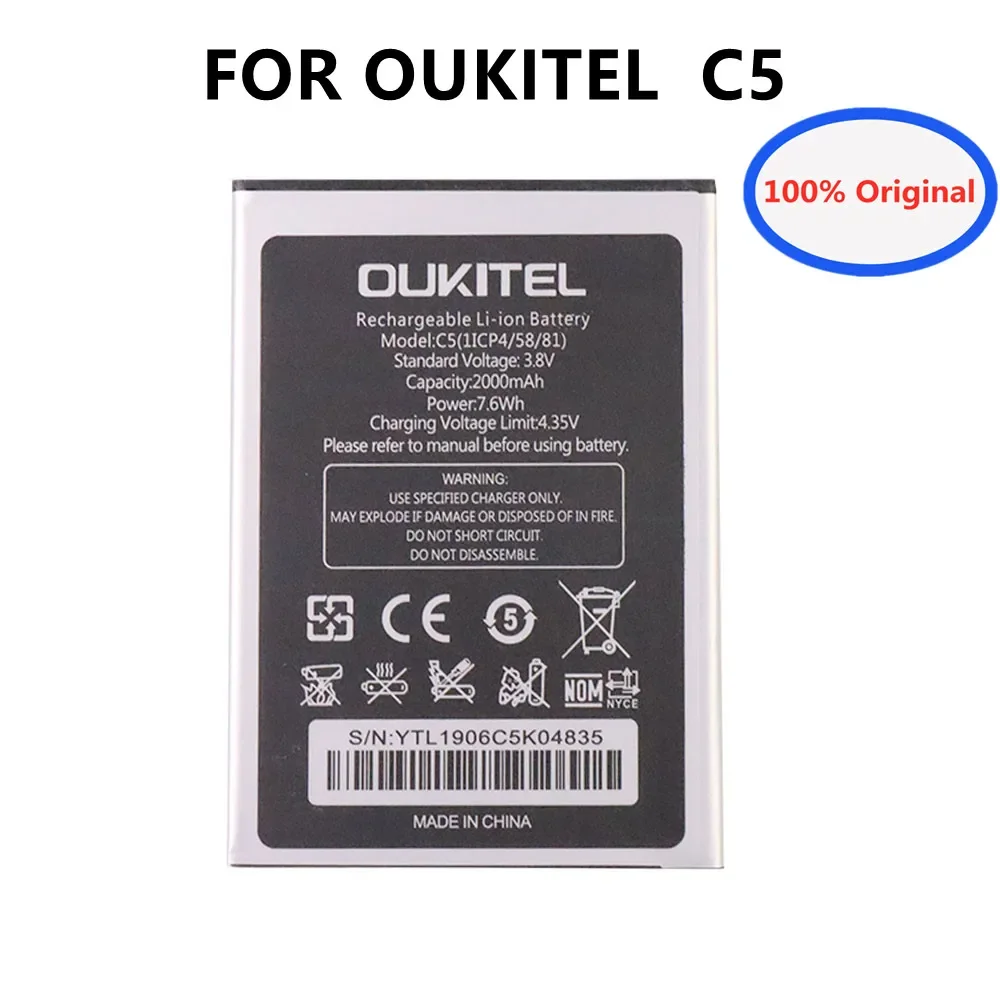 

New Mobile Phone Battery OUKITEL C5 Battery 2000mAh Original Battery High Capacit Mobile Accessories OUKITEL Phone Battery