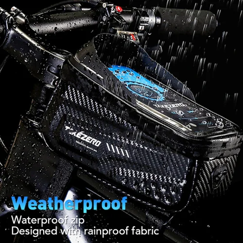 Imagen 2 del producto NEWBOLER-bolsa para bicicleta, bolsa para cuadro de tubo frontal superior para ciclismo, resistente al agua, funda para teléfono de 6,5 pulgadas, almacenamiento con pantalla táctil, bolsa para bicicleta de montaña y carretera