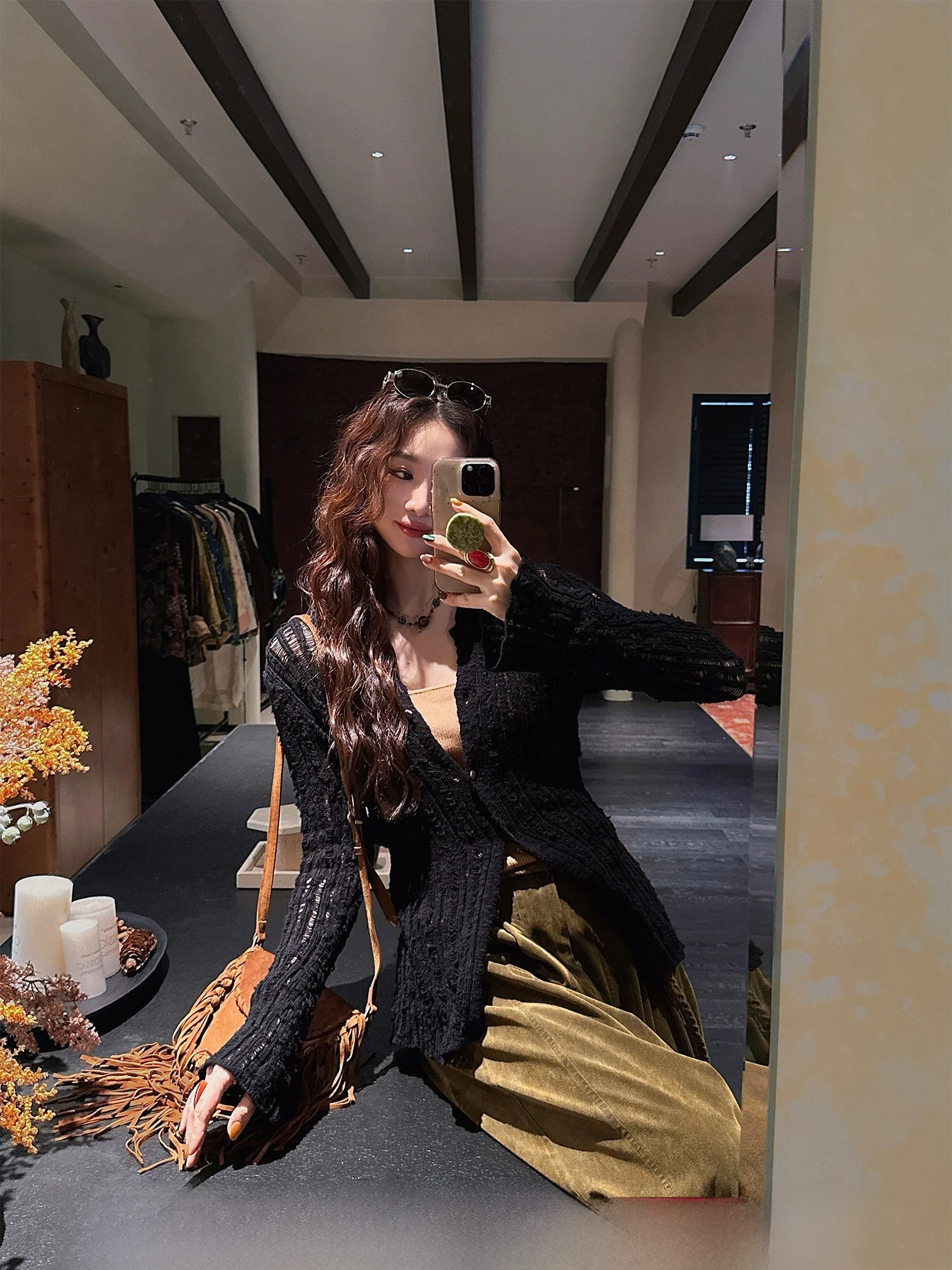 

Комплект из 8 предметов Sanji Bla Flower Autumn Addition: хлопковые вязаные повседневные свободные кофты с длинным рукавом и V-образным вырезом для женщин