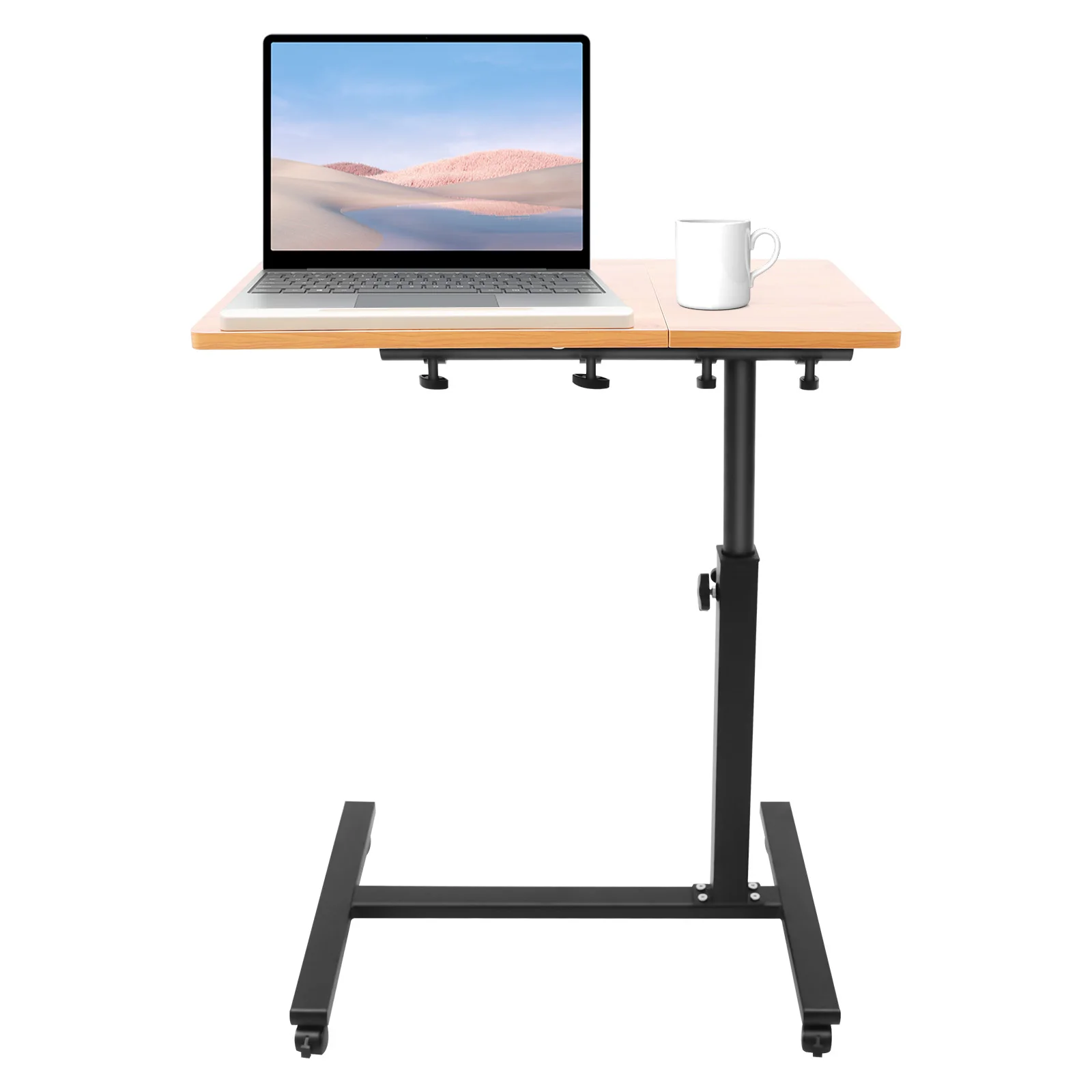 Laptop-Schreibtisch, winkelverstellbar, 58–90 cm, Rollwagen über dem Bett, Krankenhaustisch 360 ° Drehbarer mobiler Computerständer