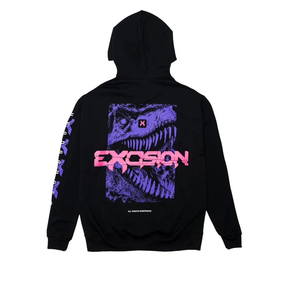 Excision เสื้อฮู้ดเร็กซ์2024, เสื้อสเวตเชิ้ตมีฮู้ดแขนยาวสีดำแนวสตรีทแวร์เสื้อผ้าแฟชั่นสำหรับผู้ชายผู้หญิง