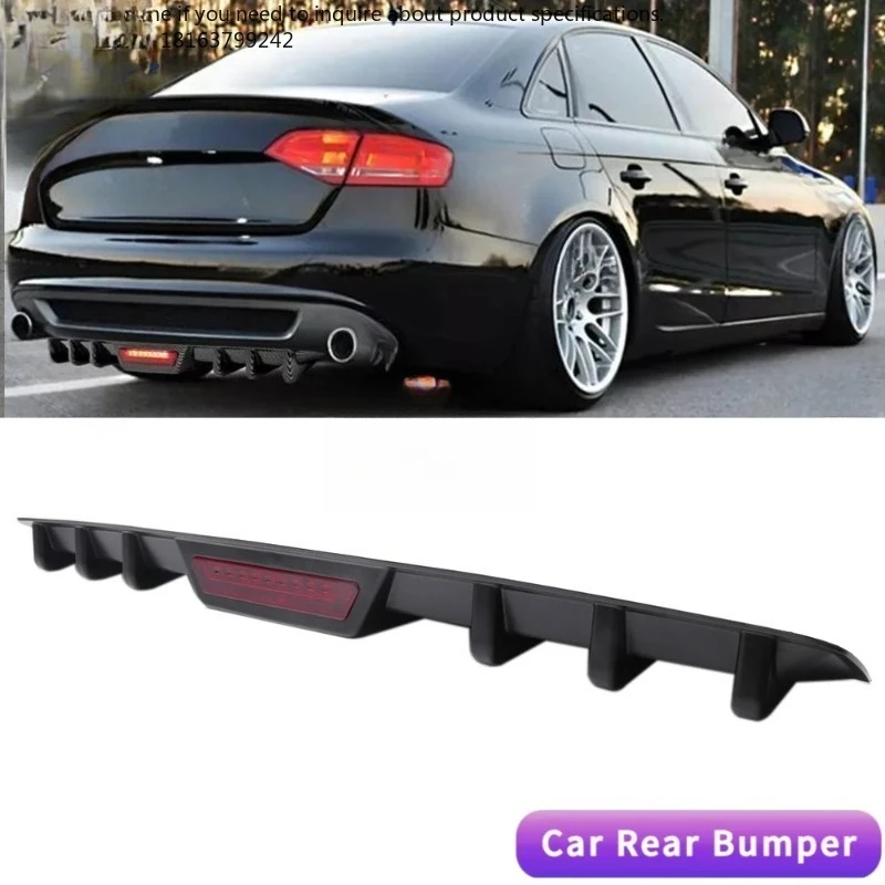 

LAICY For For A3 A4 A5 A6 A7 A8 Car Rear Bumper Diffuser Lip w/ Tail Brake Stop Light Splitter Spoiler Shark Fin Lip Kit Black