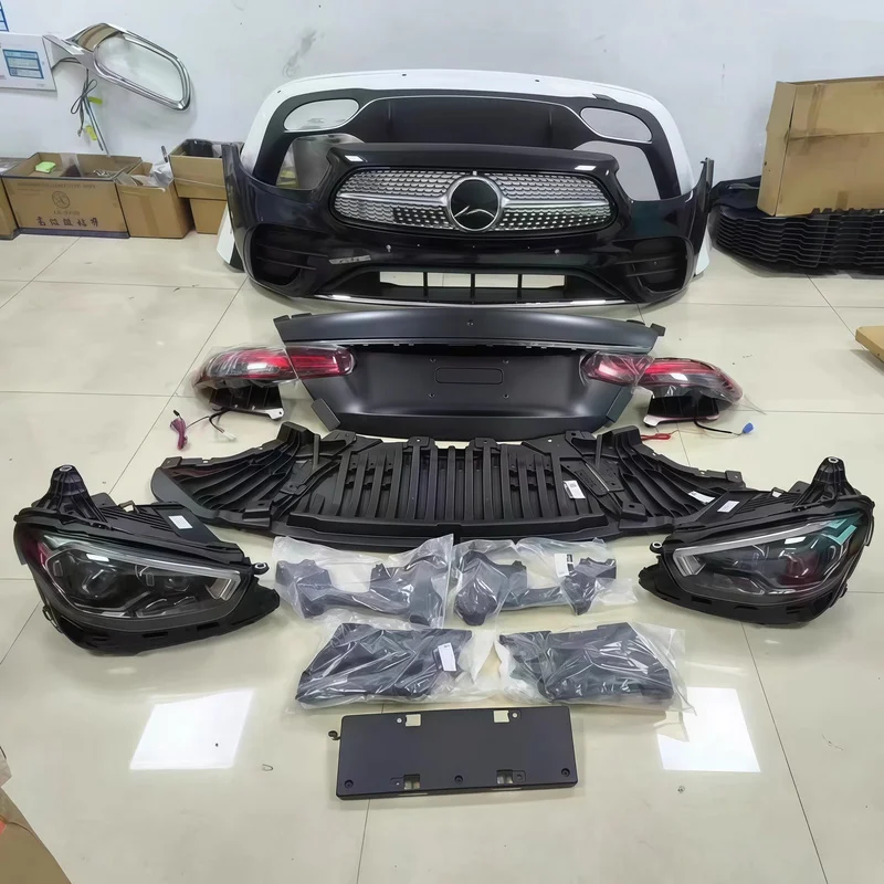 Custom 2022 New Look Facelift Surround Lighting Support Guard Trim Kit Front Rear Bumper & Tail Lamp Compatible with E Clas