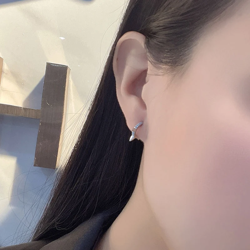 925 Sterling Silver Needle Exquisite Turquoise Silver Earrings for Women Blue Crystal Geometry Pendant Earrings Luxury Jewelry