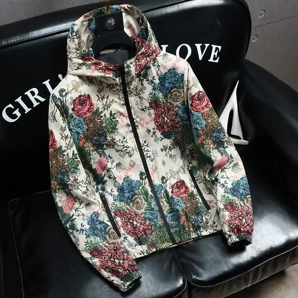 Men's jacket spring and autumn new trend fashion hooded jacket thin top men
