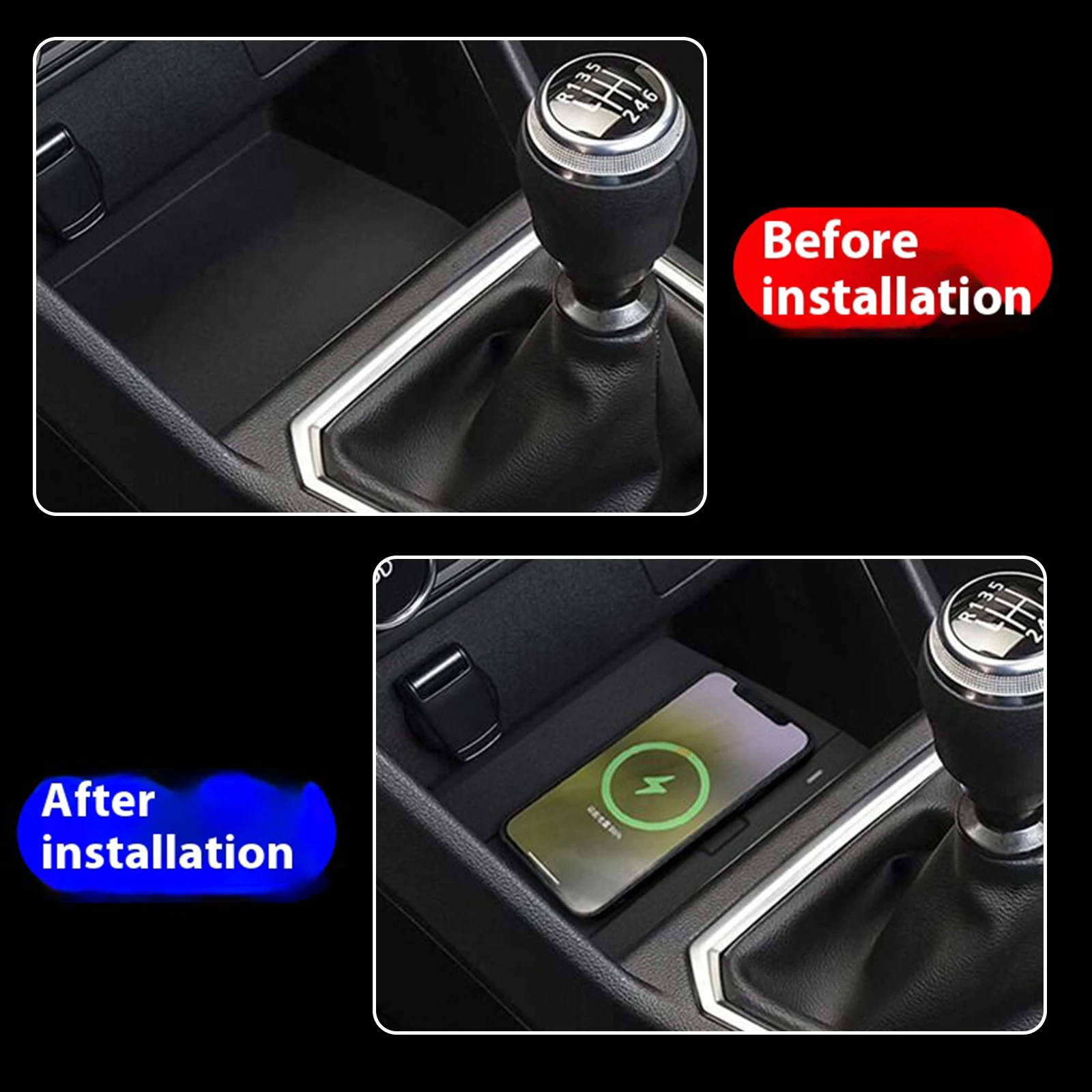 2Din for Renault Sandero 2021-2024 Car Wireless Mobile Phone Charger Center Console Storage 18W iphone fast charge plate holder