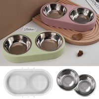 Dog Bowls Silicone Mold Oval Double Bowls Storage Tray Container Epoxy Resin Molds Candle Vessel Concrete Plaster Mould