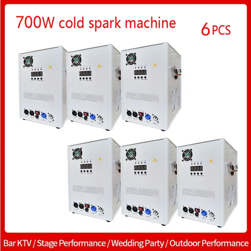 

6PCS Cold Spark Machine 700W Ti Powder Sparkler Machine DMX512 Remote Wireless Cold Firework Machine Wedding Party Show DJ Stage