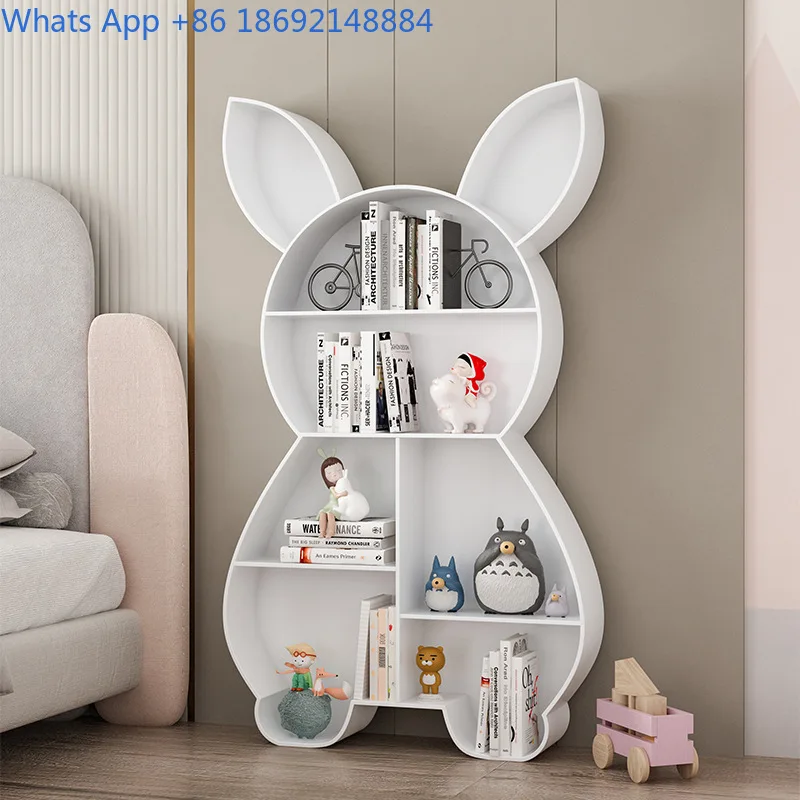 Iron Creative Animal Shape Bookshelf School Rabbit Picture Book Rack Reading Room Storage Organizer