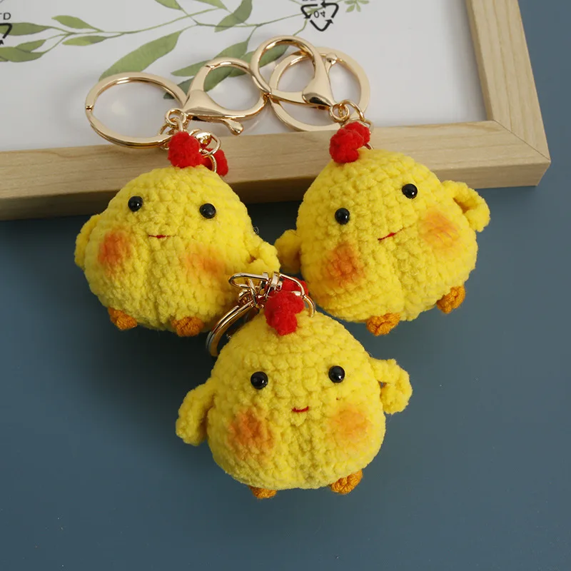 

Funny Mini Chick Crochet Keychains Cute Chicken Doll Knitting Keychain For Car Keys Pendant Knitted Animal Keyrings Wholesale