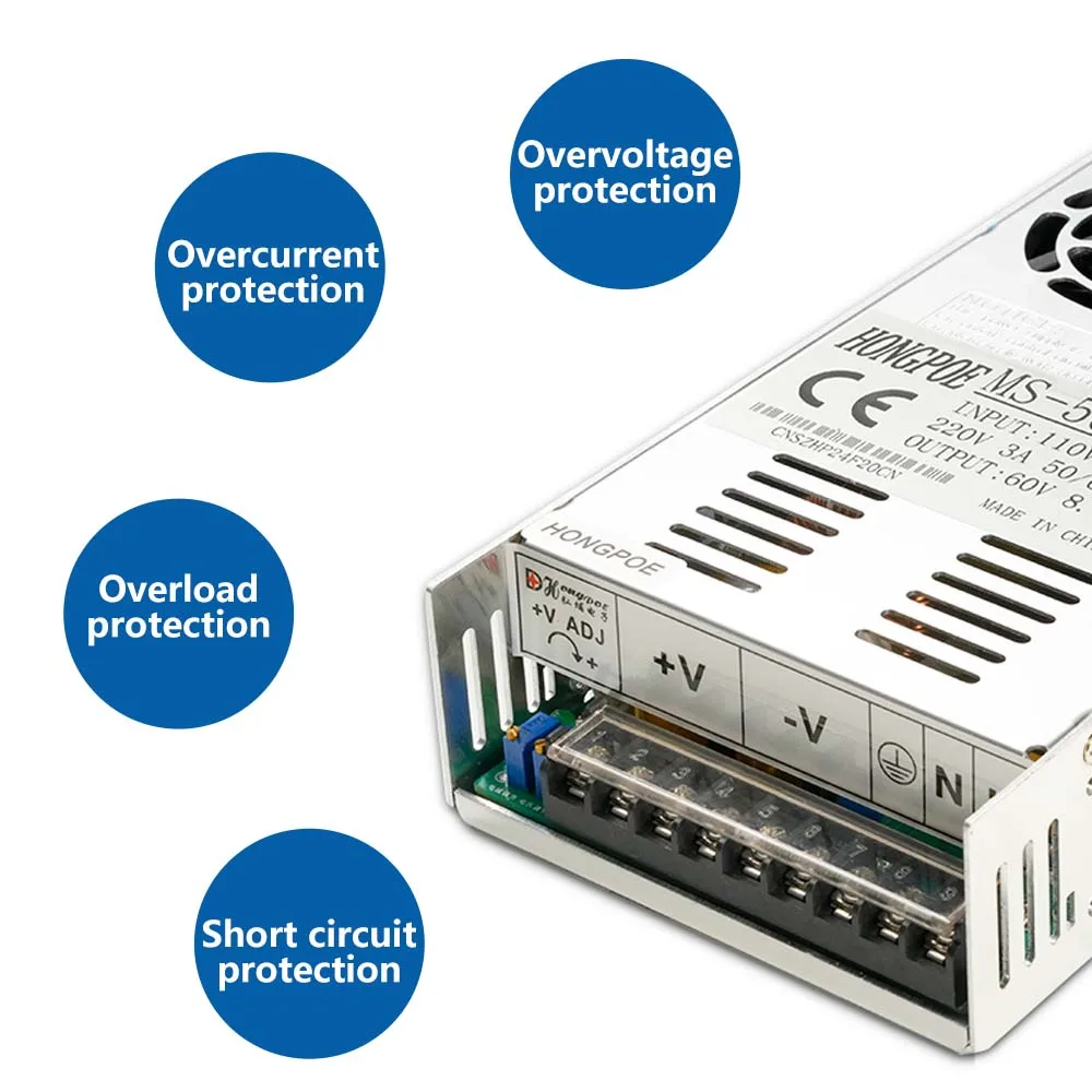 500W 600W 1000W 1500W Einstellbares Netzteil 0-12V 15V 24V 36V 48V 60V 72V 85V 90V 110V 150V 200V 110/220V Ac zu DC Smps – Detail 6