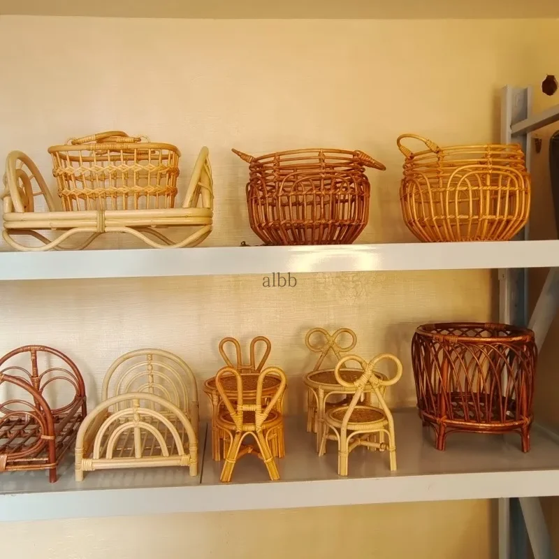 

Реквизит для детской фотосессии, ретро корзина, плетение, детская кукла, игрушка, фотография новорожденного, позирование, съемка в студии, подарок для мальчиков и девочек