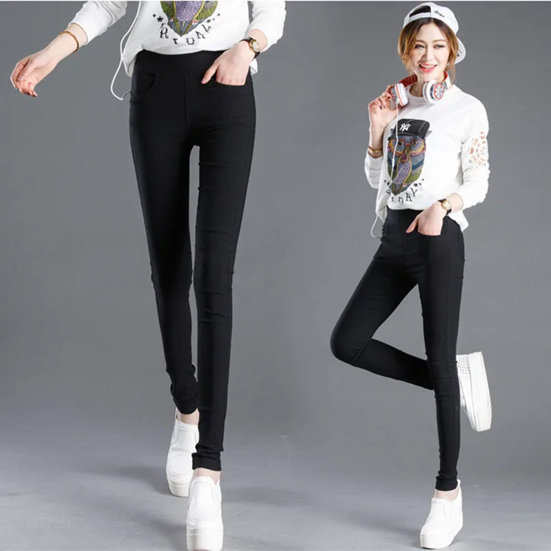 

Women Summer Black White Leggings Office Ladies Skinny Stretch Trousers Casual Ankel Length Penceil Pants