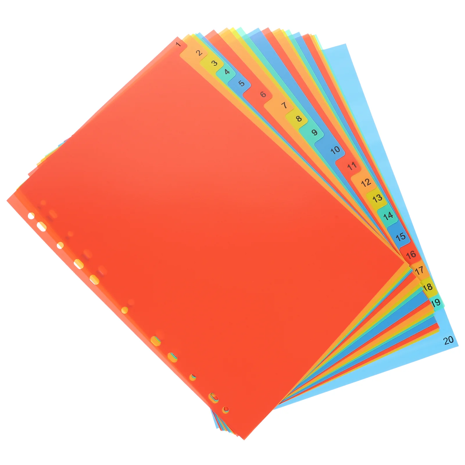 20 Sheets Organizer Binder Parts Plastic File Folder Slip Paper Dividers Page Tabs Labels