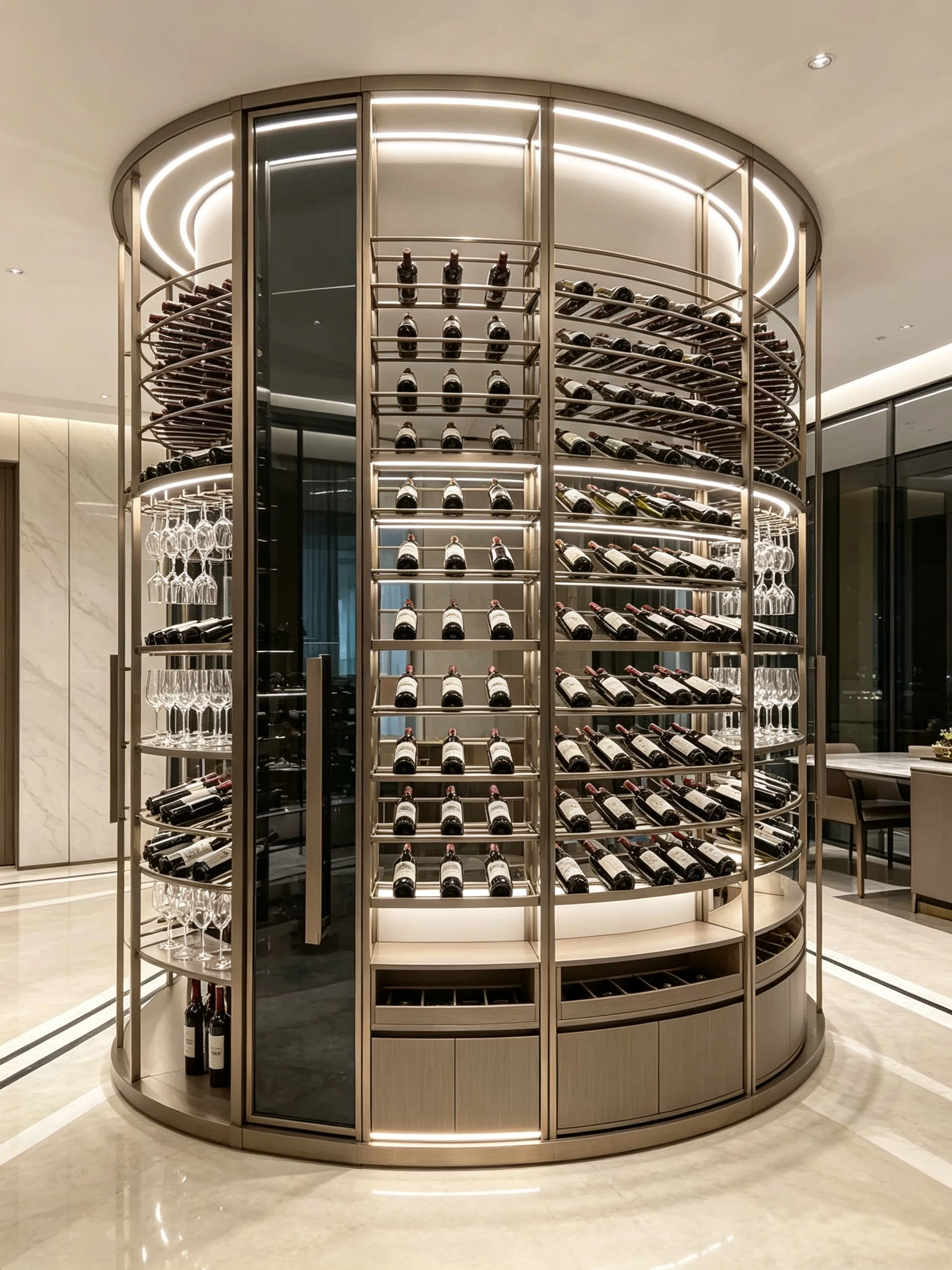 Luxury 304 Stainless Steel Wine Rack System Customizable Home Wine Cellar Display Shelf Modern Bar Cabinet Wine Storage Rack