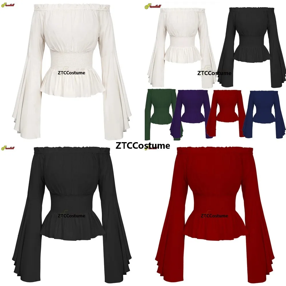 

Gothic Cosplay Chemise Blouse Off Shoulder Victorian Renaissance Medieval Peasant Top Costume Shirt